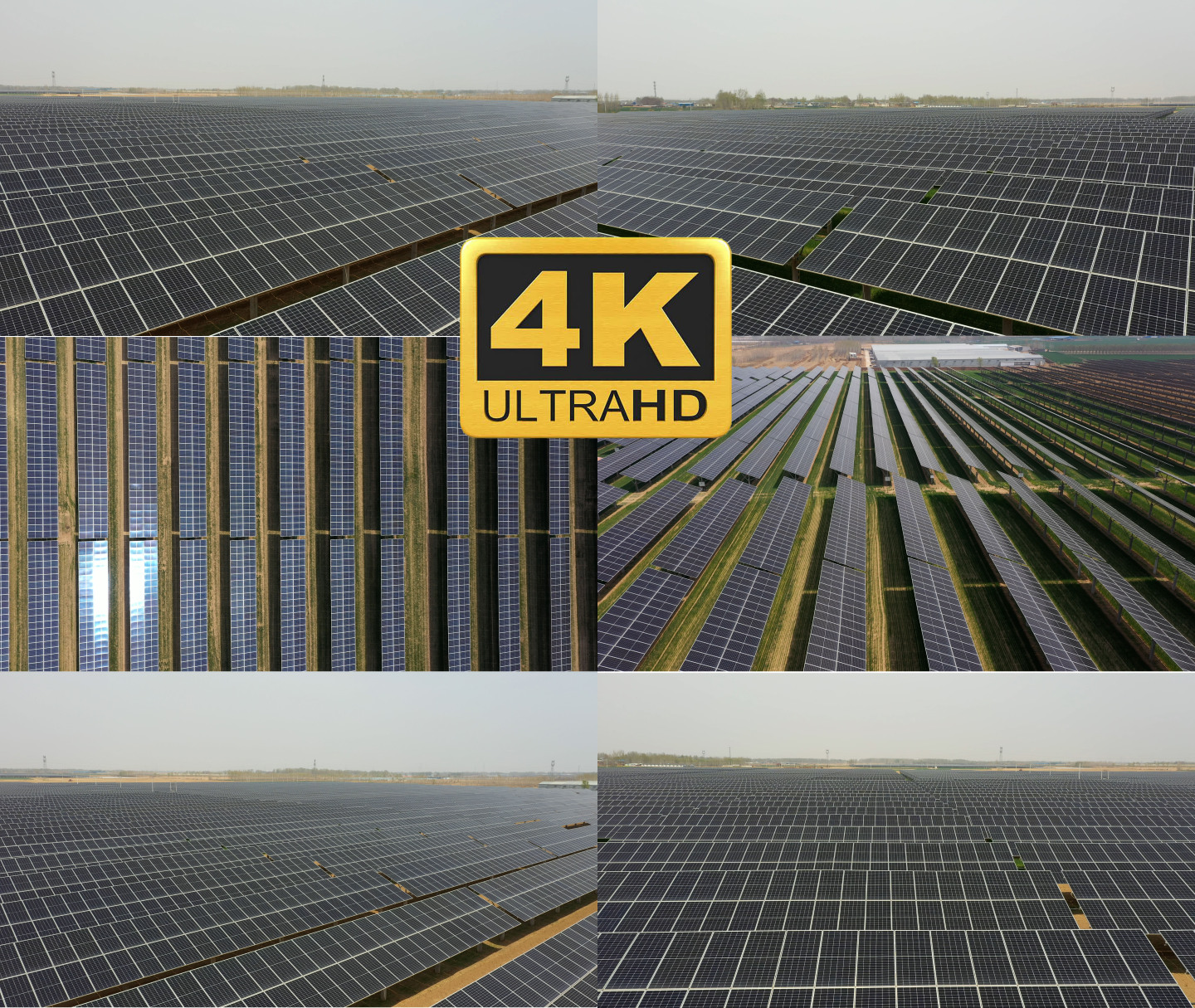 【4K】原创实拍太阳能电池板光伏发电航拍
