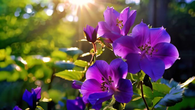 鲜花合集 白色紫色粉色蓝色森林茶花喇叭花