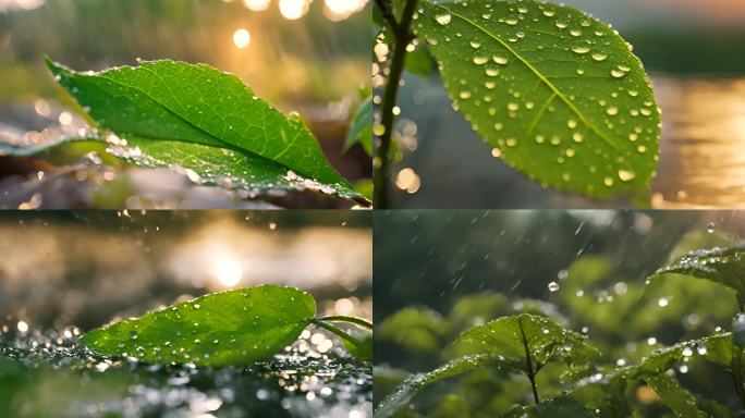 夕阳下的雨露