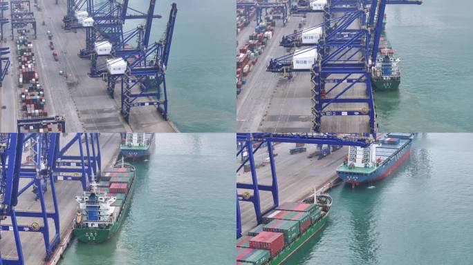 4K-Log-航拍海口港，集装箱码头