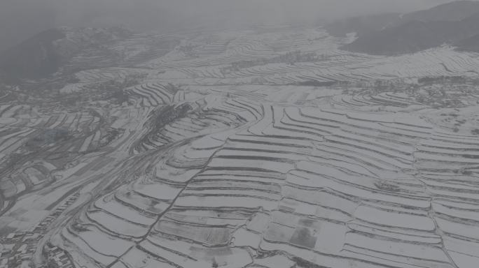 4K甘肃兰州榆中县马坡雪景航拍DLOG