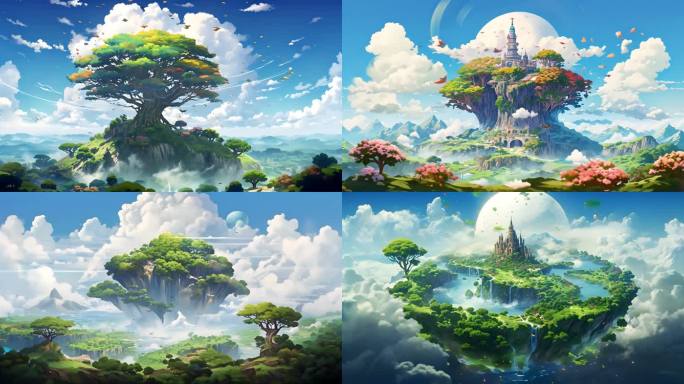 天空之城：宫崎骏卡通风格的奇幻场景