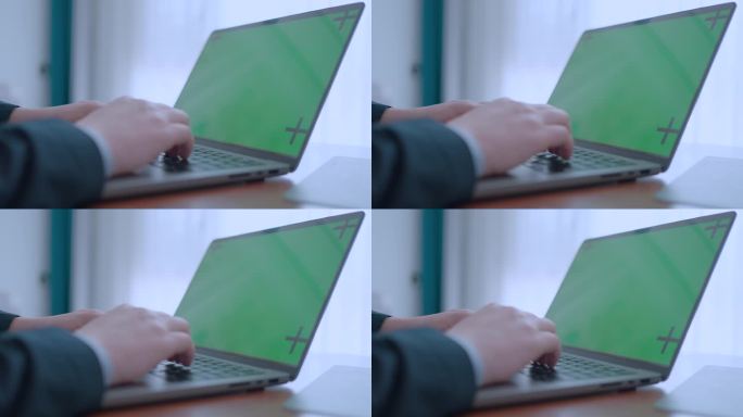 敲打笔记本键盘绿屏素材