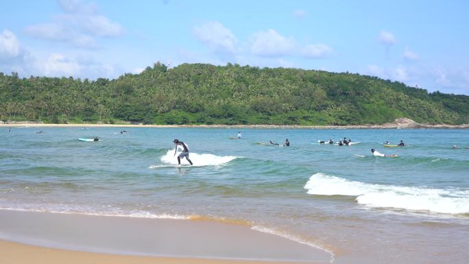 震撼大气4K海南日月湾海边激情休闲冲浪