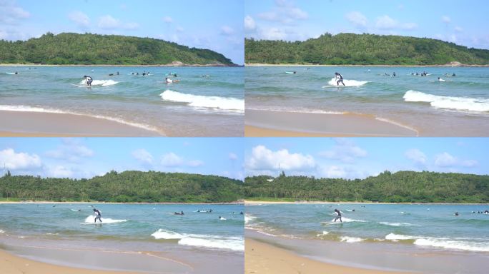 震撼大气4K海南日月湾海边激情休闲冲浪