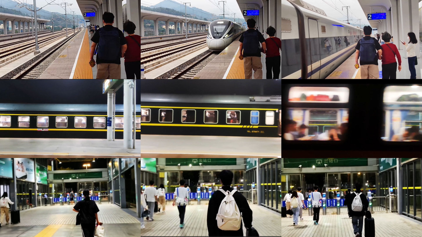 广州到惠州 行进中的高铁列车动车 火车