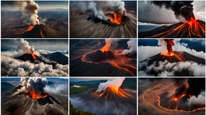 火山火山喷发火山爆发岩浆火山口活火山熔岩