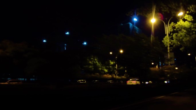 夜晚马路路灯汽车窗外的风景视频素材4