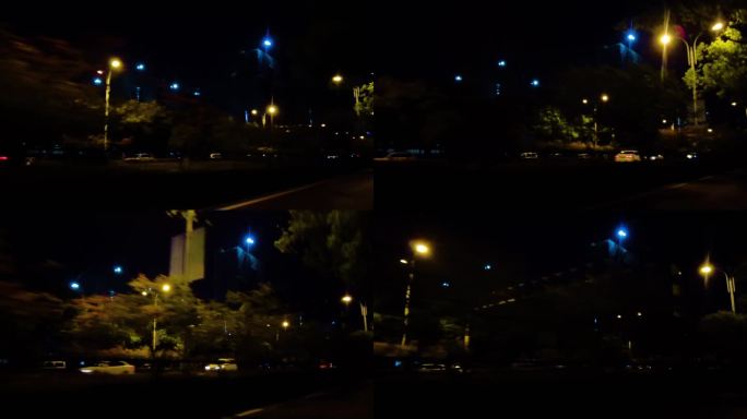 夜晚马路路灯汽车窗外的风景视频素材4