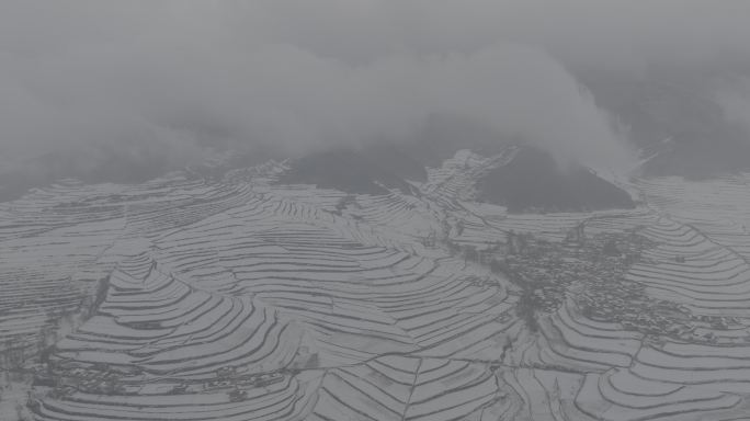 4K甘肃兰州榆中县马坡雪景航拍DLOG