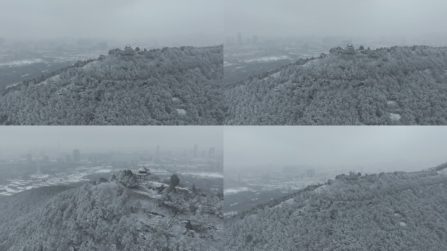 雪天千佛山航拍镜头