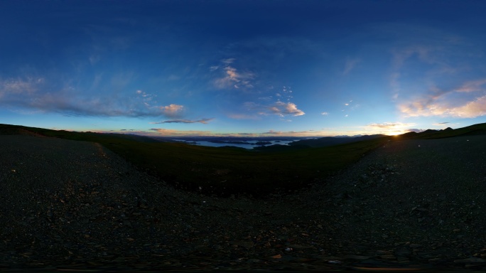 西藏VR360全景晴空万里日落黄昏太阳
