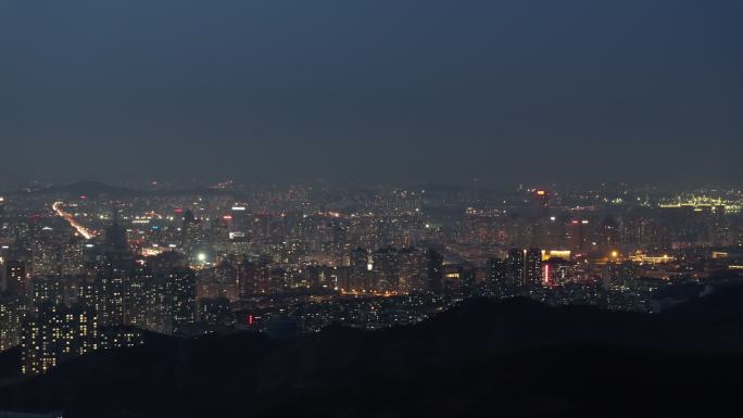 大连市城市天际线夜景航拍