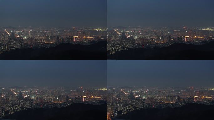 大连市城市天际线夜景航拍