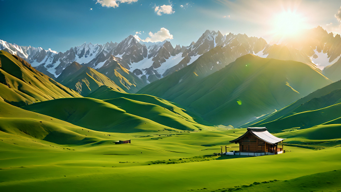 雪山 草原