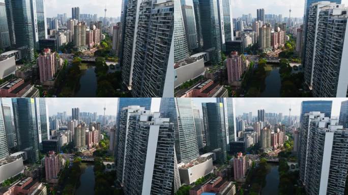 航拍早晨阳光成都东门大桥码头车流交通高楼