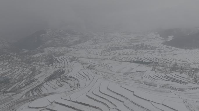 4K甘肃兰州榆中县马坡雪景航拍DLOG