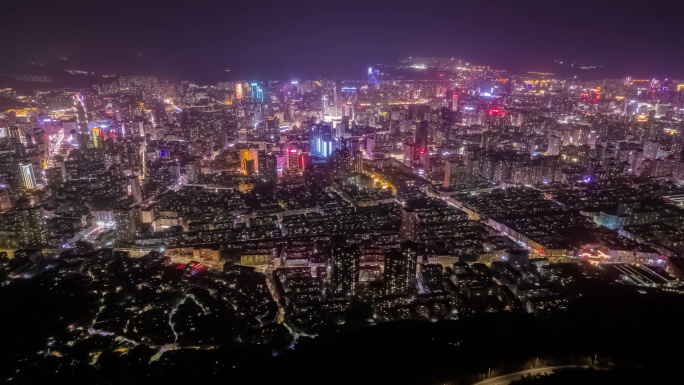 8K兰州城关区城市夜景天际线航拍延时