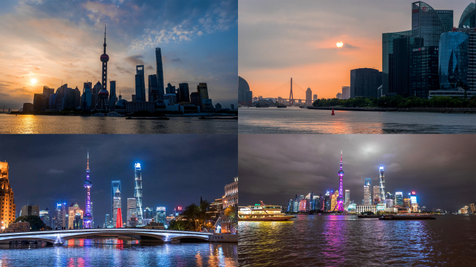 上海延时上海外滩上海日转夜上海城市日出