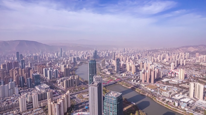 8K兰州全景城市风光城市天际线航拍延时