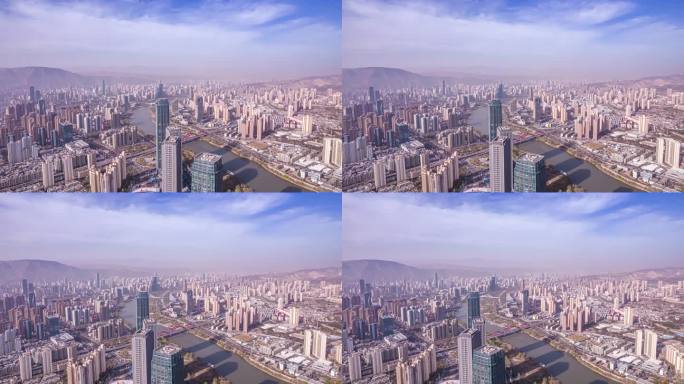 8K兰州全景城市风光城市天际线航拍延时