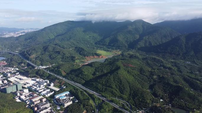 广东东莞：航拍银瓶山森林公园清溪景区