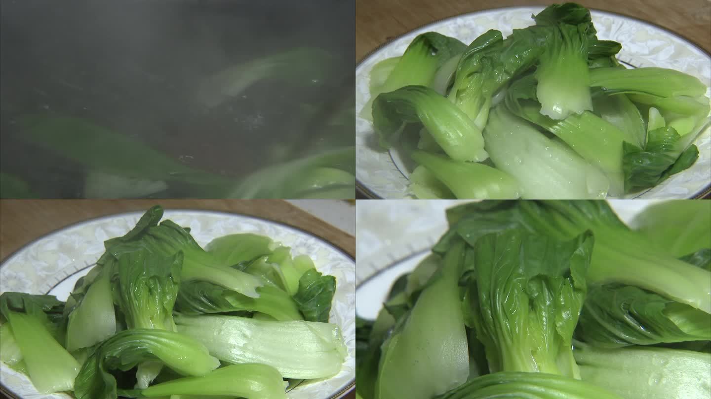 家庭厨房 做菜 青菜焯水 烫菜 盛入盘子