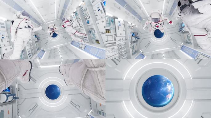 宇航员行走空间站太空行走太空舱地球