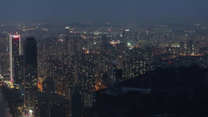大连市城市天际线夜景航拍