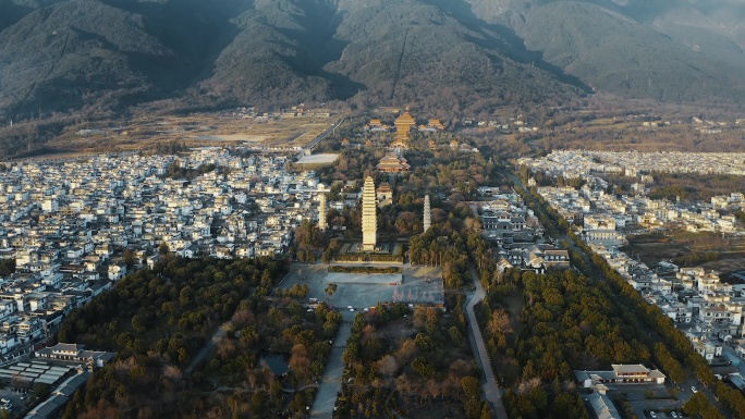 云南大理崇圣寺三塔航拍