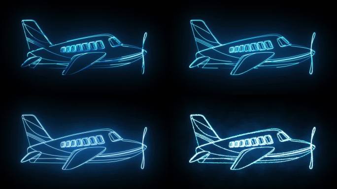 飞机图形线描边发光