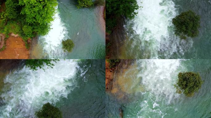 湍急的河流航拍实拍4k