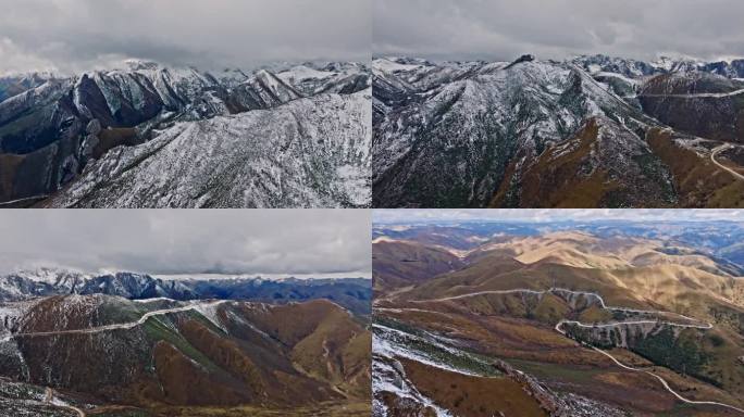 甘南卓尼迭部洛克之路雪景航拍合集-关山月