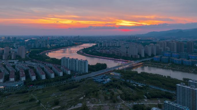 金东区晚霞 航拍延时 晚霞 宣传片空镜