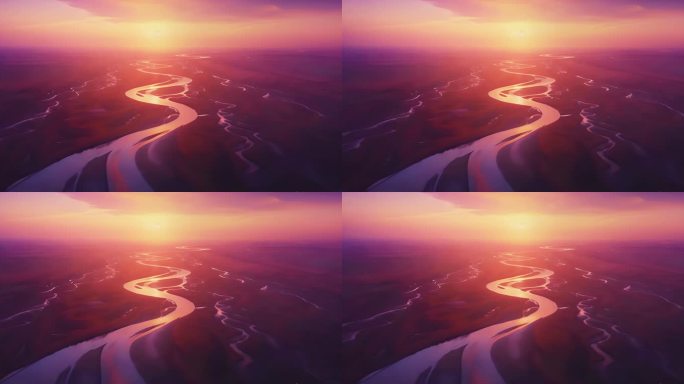 夕阳西下的场景05天地 黄河湿地日出河流
