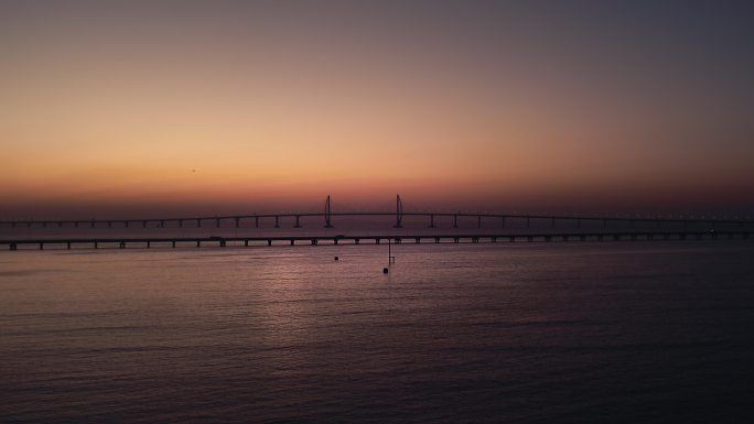 广东珠海宣传珠港澳大桥日出航拍单镜头4