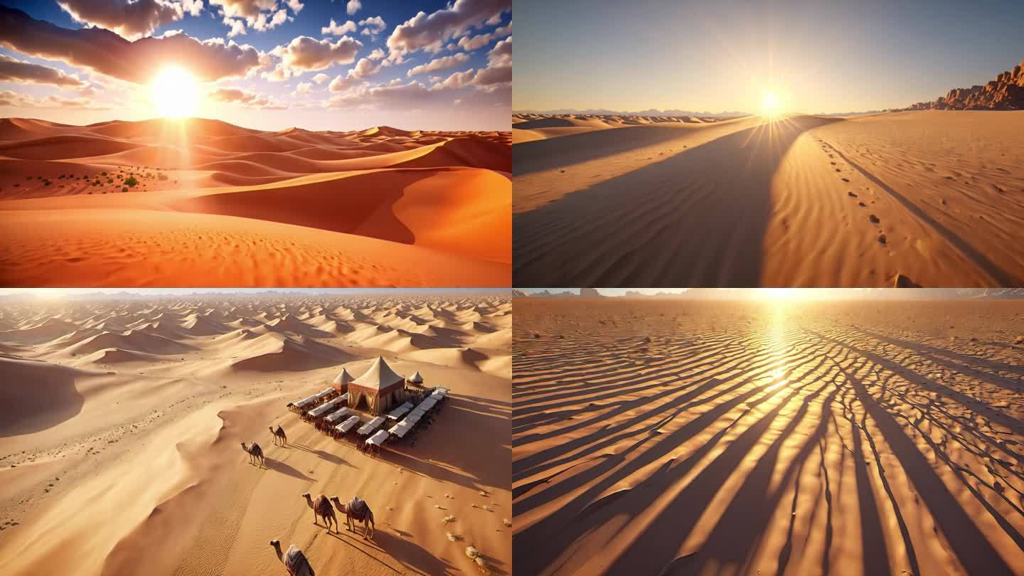 4K沙漠骆驼丝绸之路