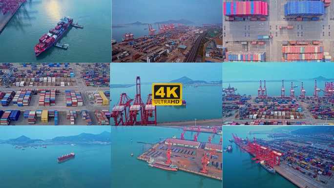 4K航拍连云港港口码头