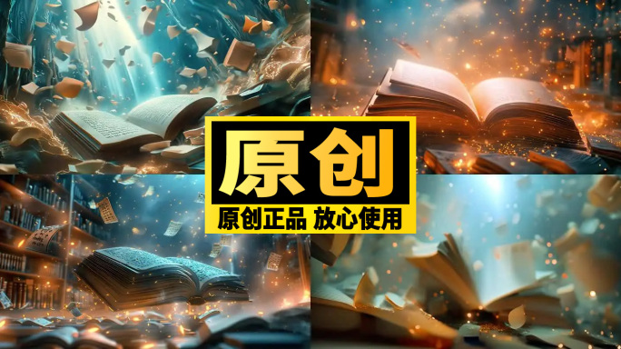 读书破万卷风吹书本世界读书日书页翻动朗读