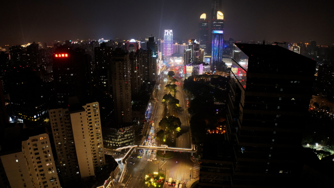 徐家汇航拍夜景灯光美罗城上海港汇恒隆广场
