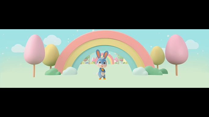 卡通可爱小兔子-超宽屏LED背景