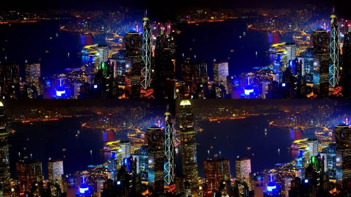 香港维多利亚港城市建筑夜景