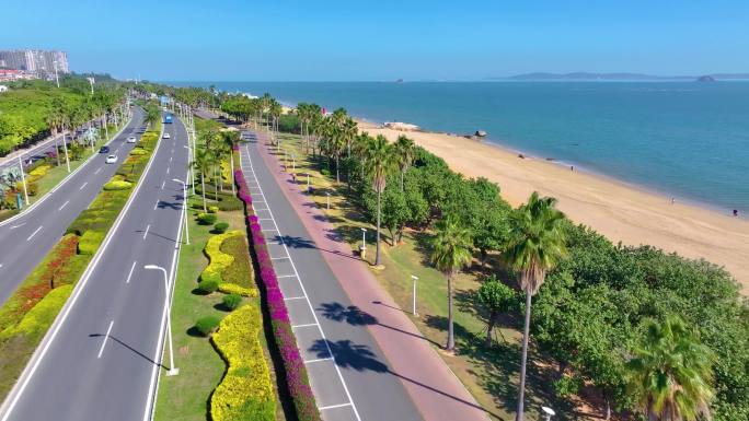 厦门思明区环岛南路黄厝海滩航拍福建风景风