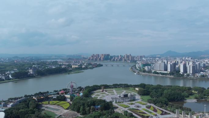 河源源城区东江大桥4K航拍 广东河源