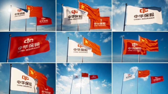 中华保险旗帜飘扬中华保险旗子