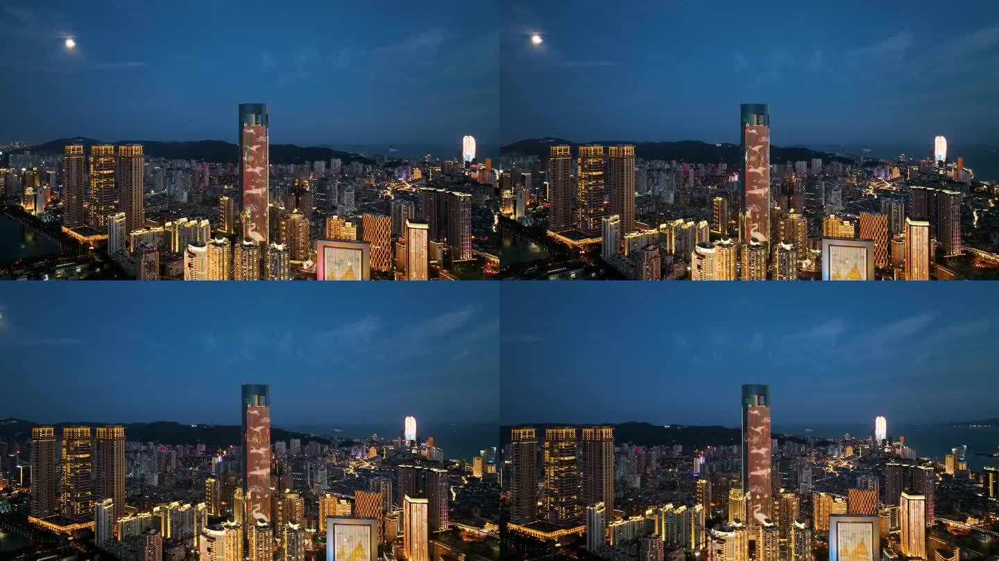 厦门第一高楼帝景苑夜景4K航拍