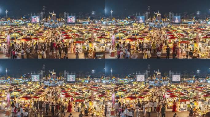 星光夜市夜景人流