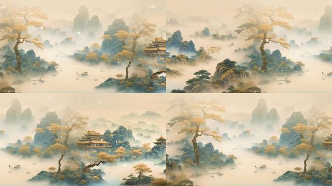 中国古风山水背景
