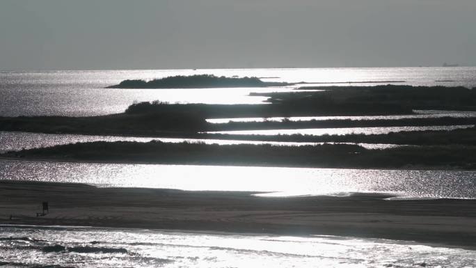 水墨波光粼粼星光闪闪的海水海面波浪