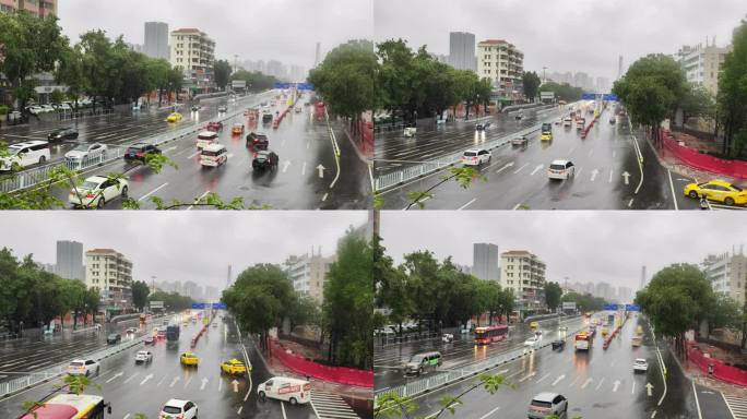 雨中大桥交通